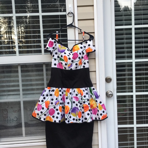 A.J Bari polka dot peplum vintage dress - Picture 3 of 6